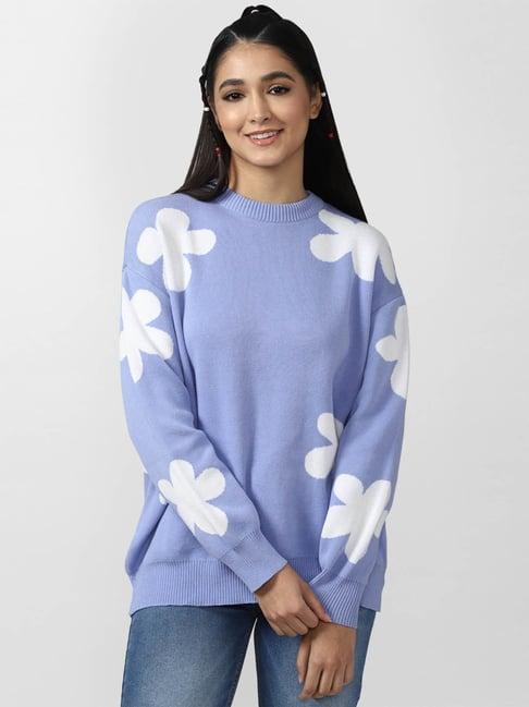 forever 21 blue floral print sweater