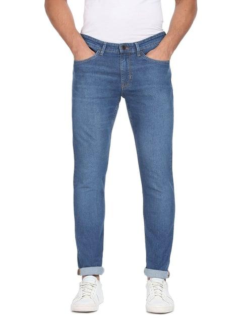 arrow sport blue cotton slim fit jeans