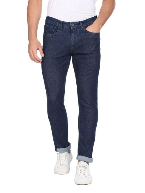 arrow sport dark blue cotton slim fit jeans