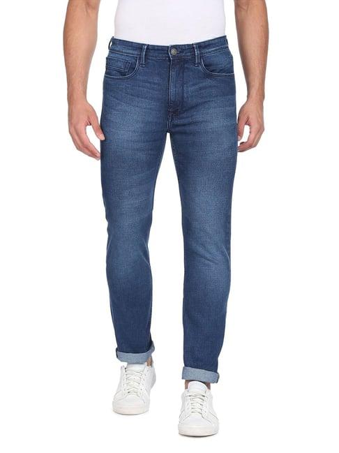 arrow sport blue cotton regular fit jeans