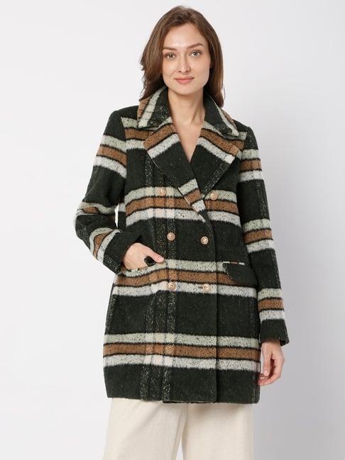 vero moda multicolor full sleeves coat