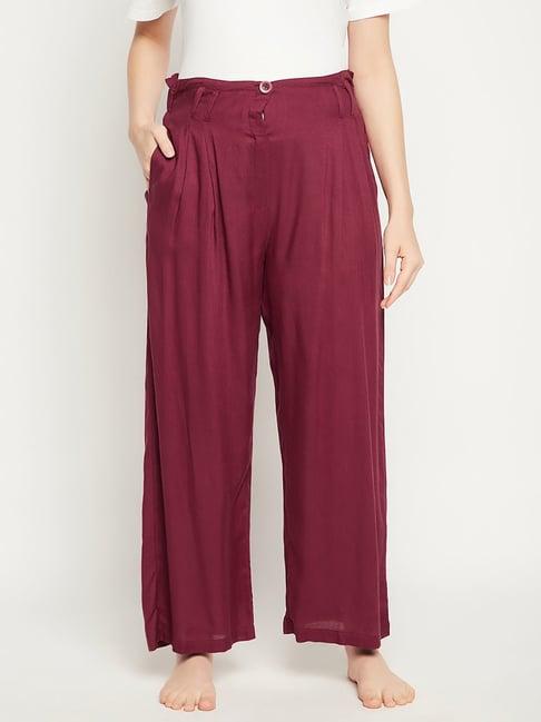 clovia maroon regular fit pants