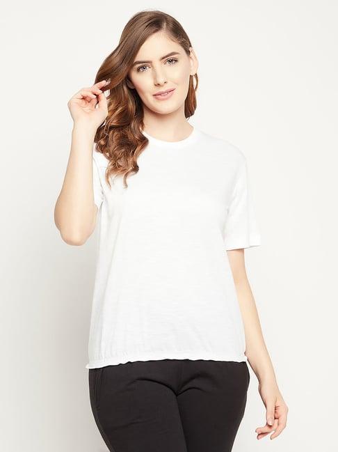 clovia white regular fit t-shirt