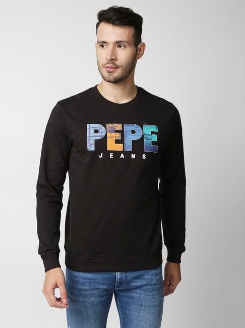 pepe jeans black full sleeves round neck sweatshirt