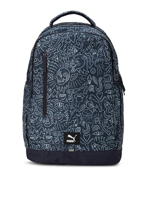 puma blue printed medium 15 inch backpack