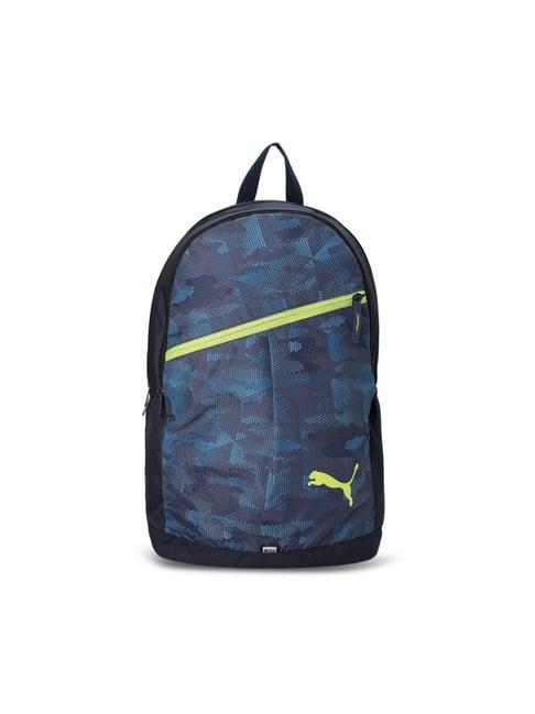 puma blue printed medium 15 inch backpack