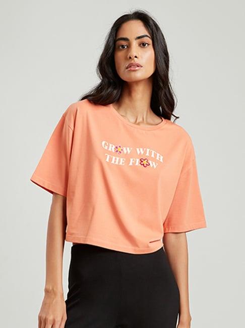 cover story peach printed t-shirt