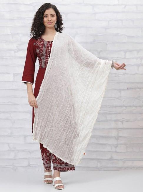 rangriti off-white cotton plain dupatta