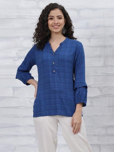 rangriti blue chequered tunic