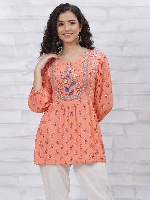 rangriti coral printed tunic