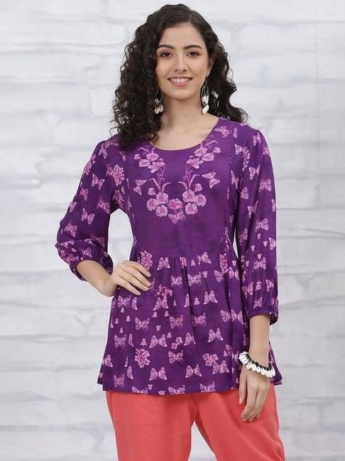 rangriti purple printed tunic