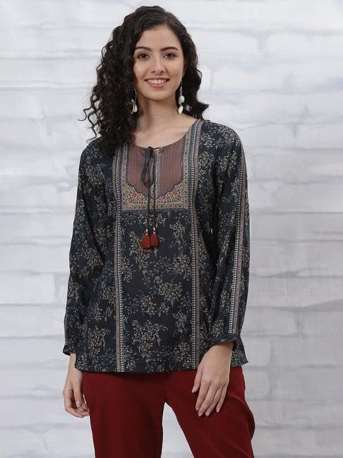 rangriti black printed tunic