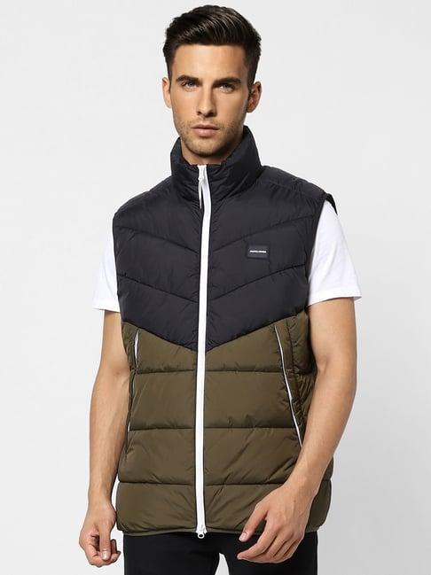 jack & jones black & olive sleeveless high neck jacket