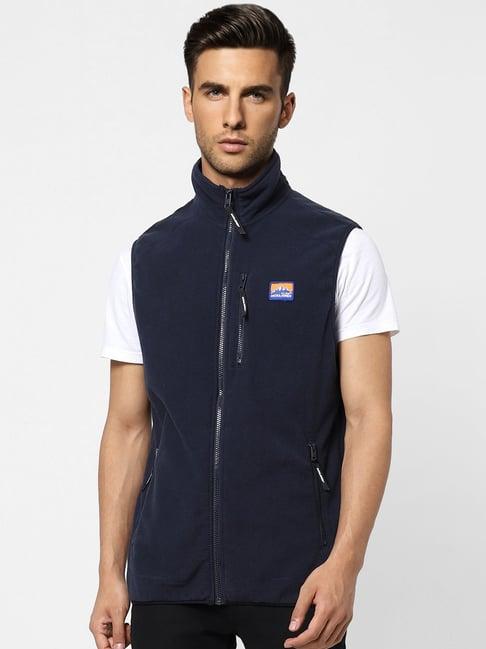 jack & jones navy sleeveless high neck jacket