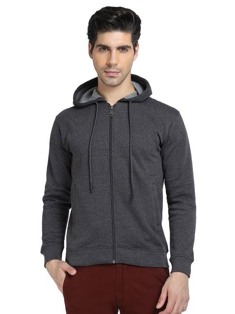 dyca dark grey full sleeves hooded sweatshirt