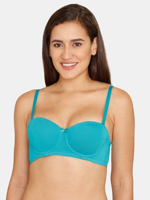 zivame blue under wired padded demi cup bra