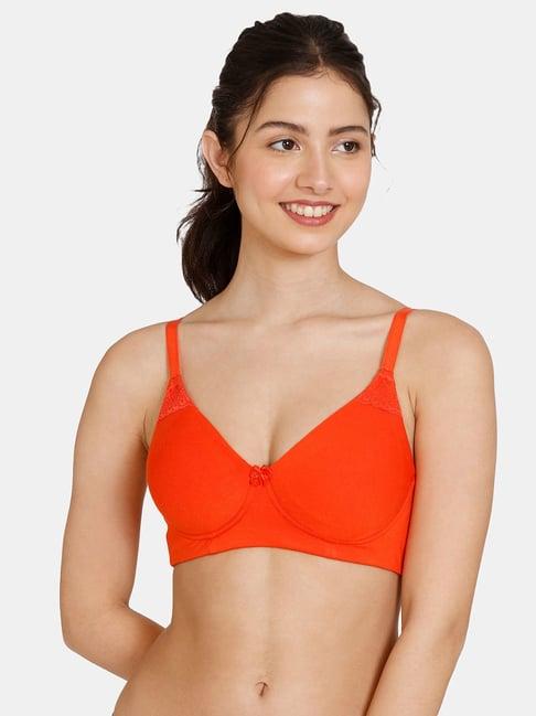 zivame orange wireless non padded t-shirt bra