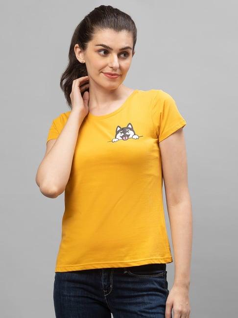 globus golden cotton printed t-shirt