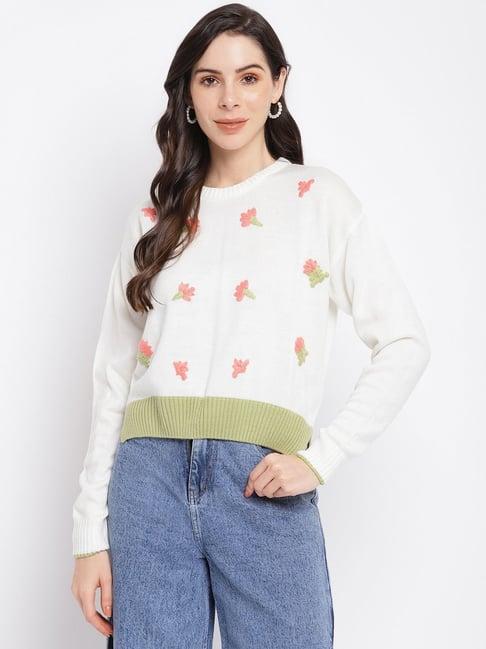 latin quarters white quilted regular fit sweater