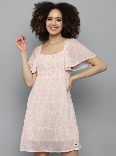 allen solly pink printed a-line dress