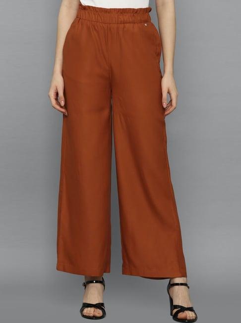 allen solly brown mid rise parallel trousers