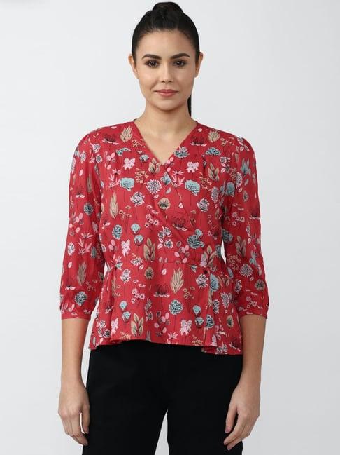 van heusen red floral print top