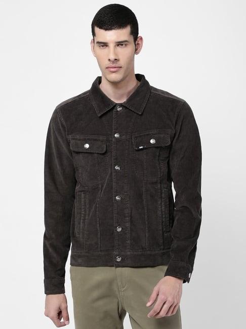 lee grey cotton regular fit texture jacket