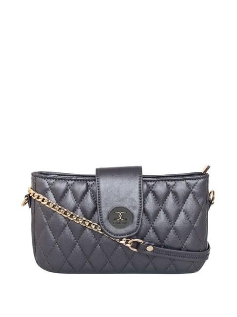 esbeda grey quilted small sling handbag