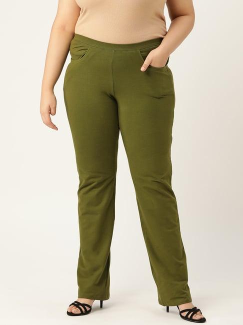 therebelinme green cotton regular fit pants