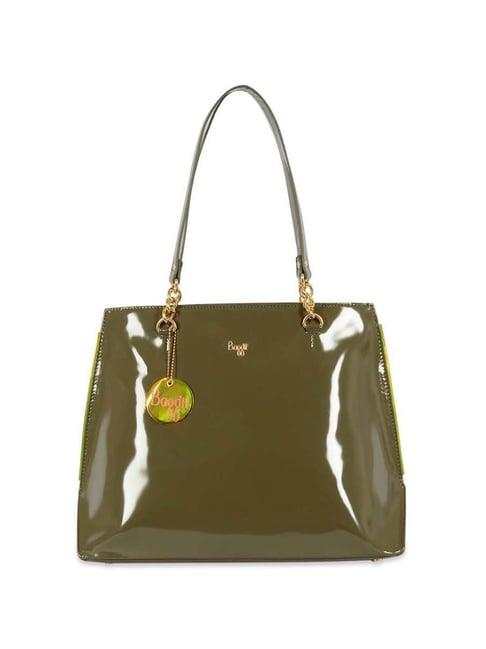 baggit green solid medium shoulder bag