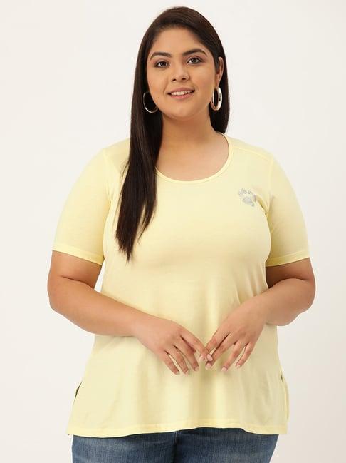 therebelinme pale yellow cotton t-shirt