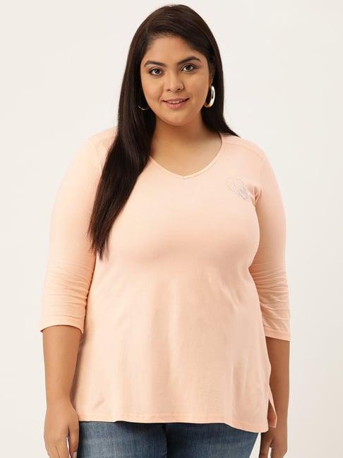 therebelinme light peach cotton t-shirt