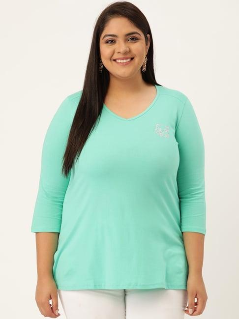 therebelinme sea green cotton t-shirt