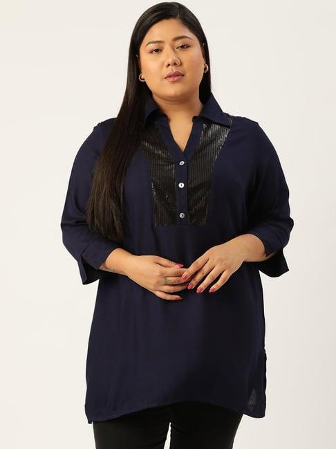 therebelinme navy embellished tunic