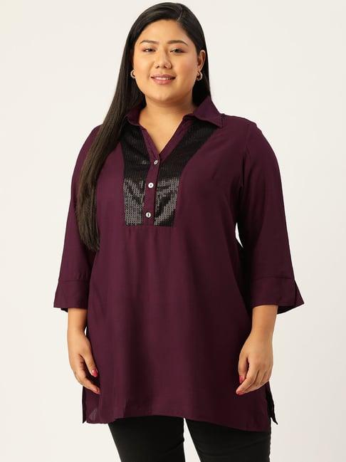 therebelinme plum embellished tunic