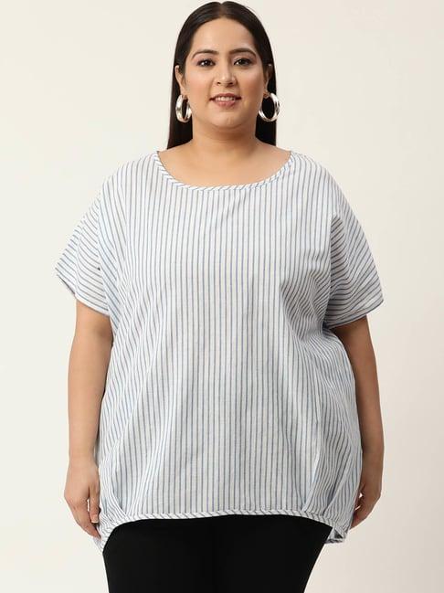 therebelinme off white cotton striped top