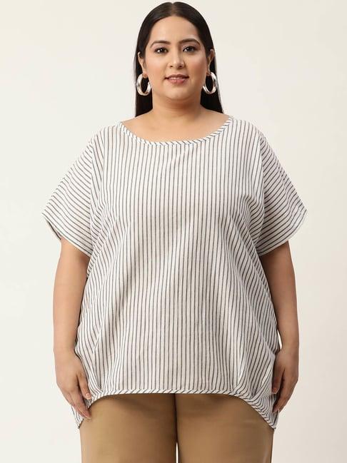 therebelinme off white cotton striped top