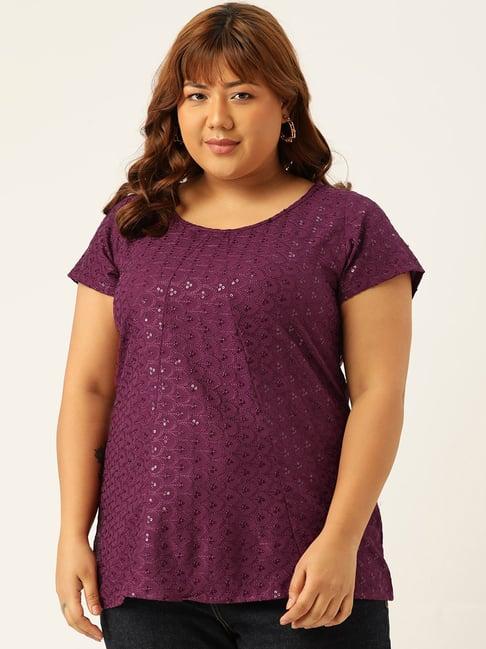 therebelinme dark purple embellished top