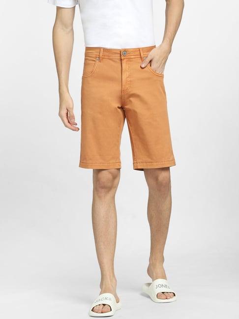 jack & jones orange regular fit denim shorts