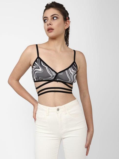 forever 21 grey printed sports bra