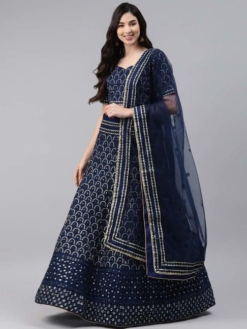 readiprint fashions blue embroidered lehenga choli set with dupatta