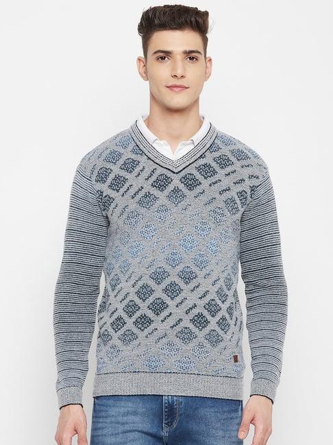 duke grey self design sweater