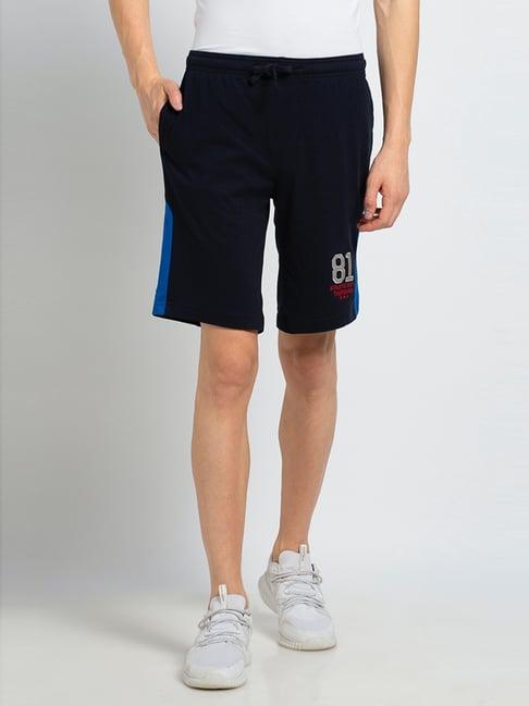 vh innerwear navy cotton regular fit printed shorts