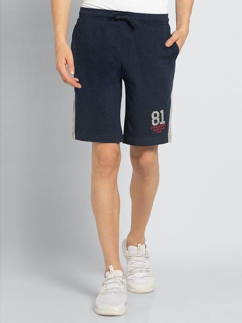 van heusen athleisure regular fit smart tech easy stain release solid knit shorts - blue melange