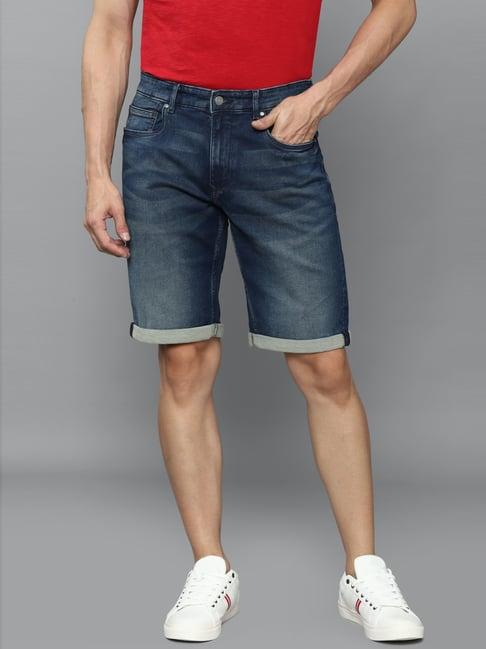 louis philippe jeans navy cotton slim fit shorts