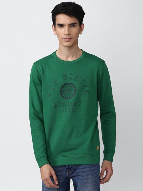 academy by van heusen green cotton slim fit printed sweatshirt