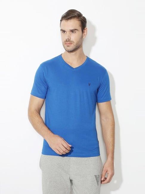 vh innerwear blue cotton regular fit t-shirt