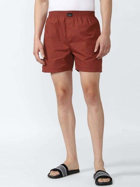 peter england rust cotton regular fit printed boxers