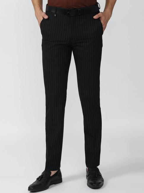 v dot black  skinny fit striped trousers