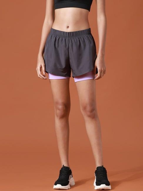 only dark grey high rise sports shorts